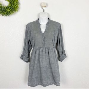 Motherhood Maternity Gray Chambray Tie Waist Top L